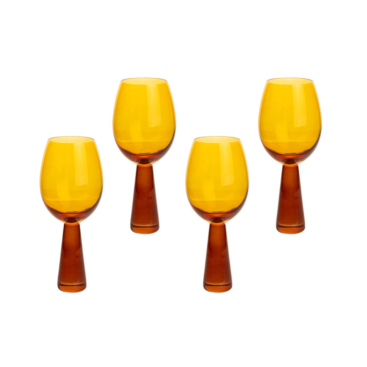 Amber 12oz Tempered Glass Wine Glass Set of 4