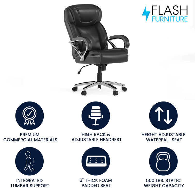 Hercules Series 500 lb Black LeatherSoft High-Back Executive Swivel Chair