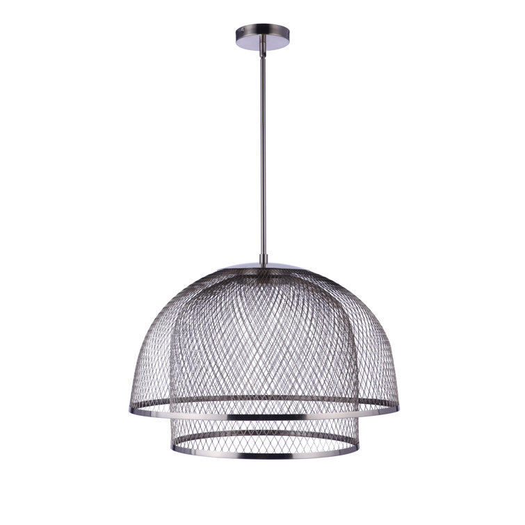 Brushed Polished Nickel Mesh Dome LED Pendant Light