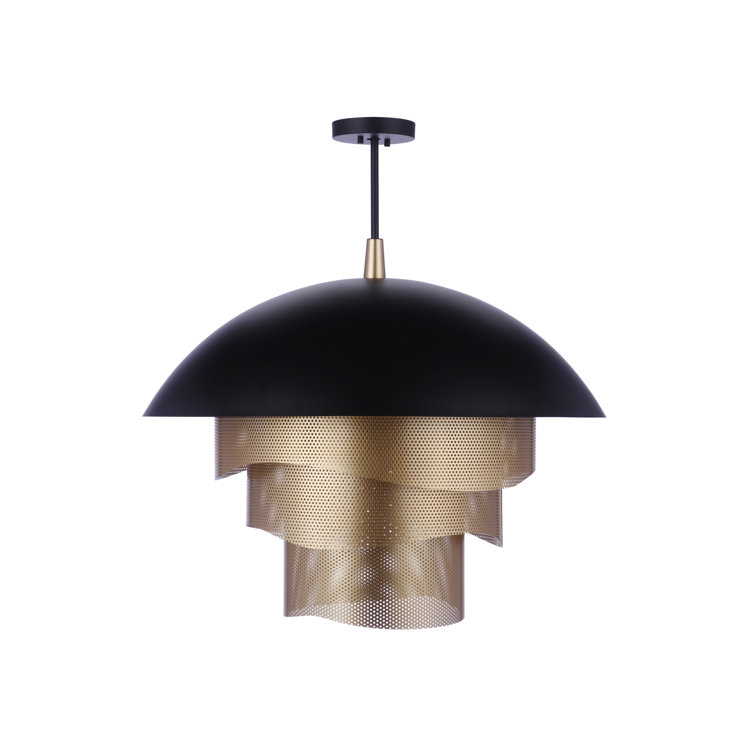 Matte Black and Gold Triple-Tier LED Pendant Light