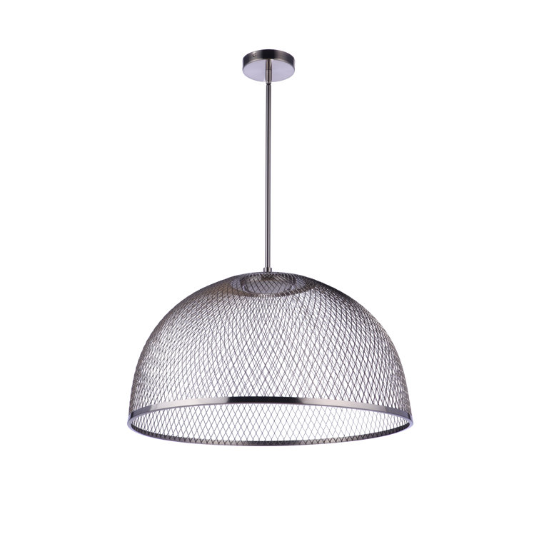 Brushed Polished Nickel Mesh Dome LED Pendant Light