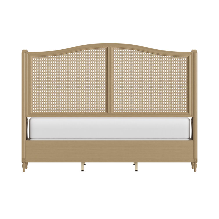 Antique White King Sausalito Bed with Cane Wingback Design