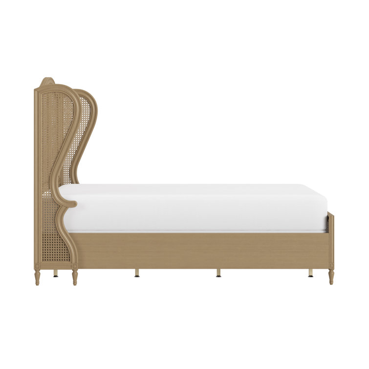Sausalito Medium Taupe King Bed with Natural Cane Panels