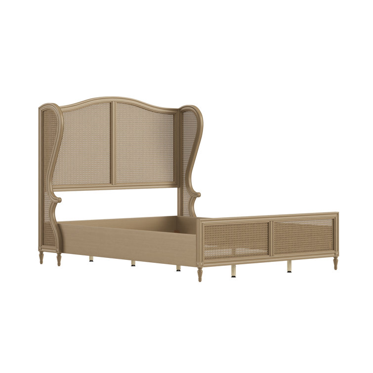 Sausalito Medium Taupe King Bed with Natural Cane Panels