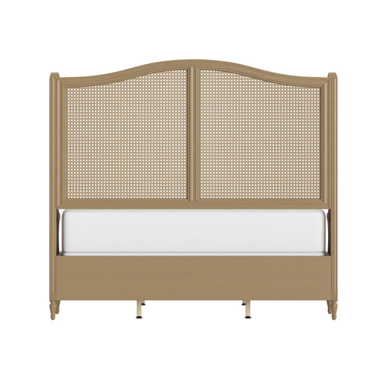 Sausalito Medium Taupe King Bed with Natural Cane Panels