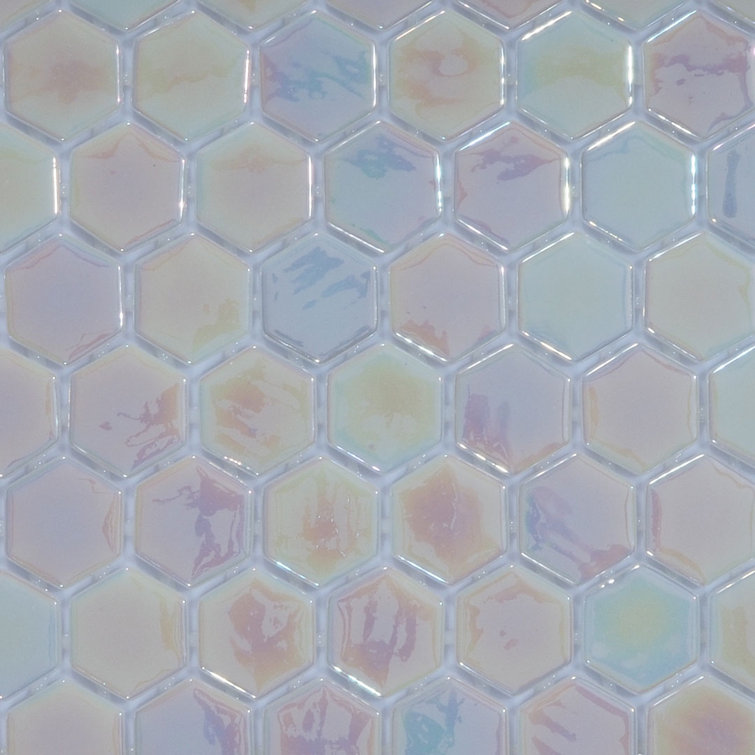 Pastel Hexagonal Glossy Glass Mosaic Tile for Kitchen and Bathroom