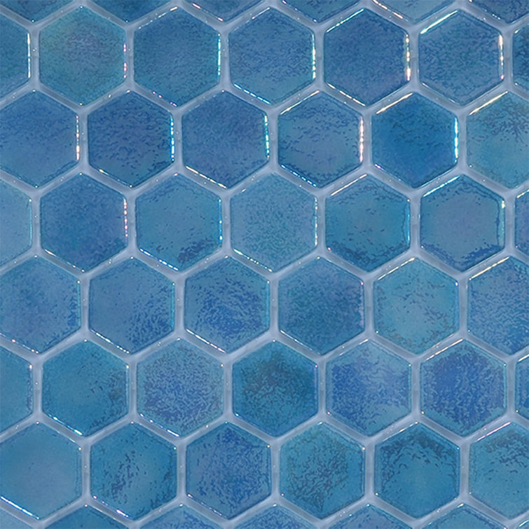 Selfless Blue Iridescent Glass Mosaic Tile for Kitchen and Bathroom
