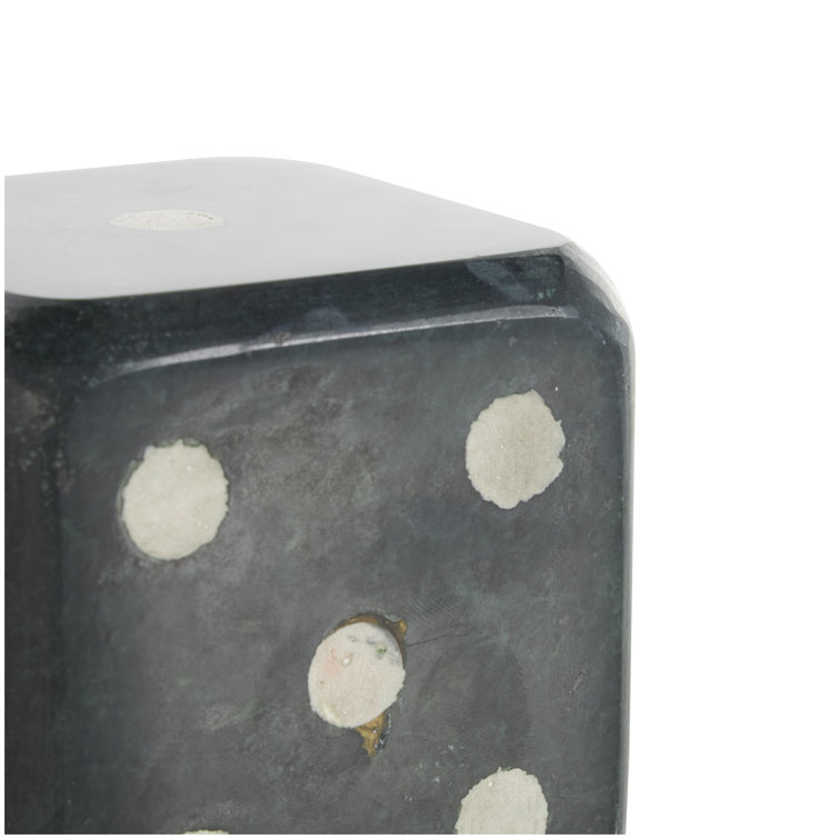 Green and White Marble Dice Bookends Set of 2
