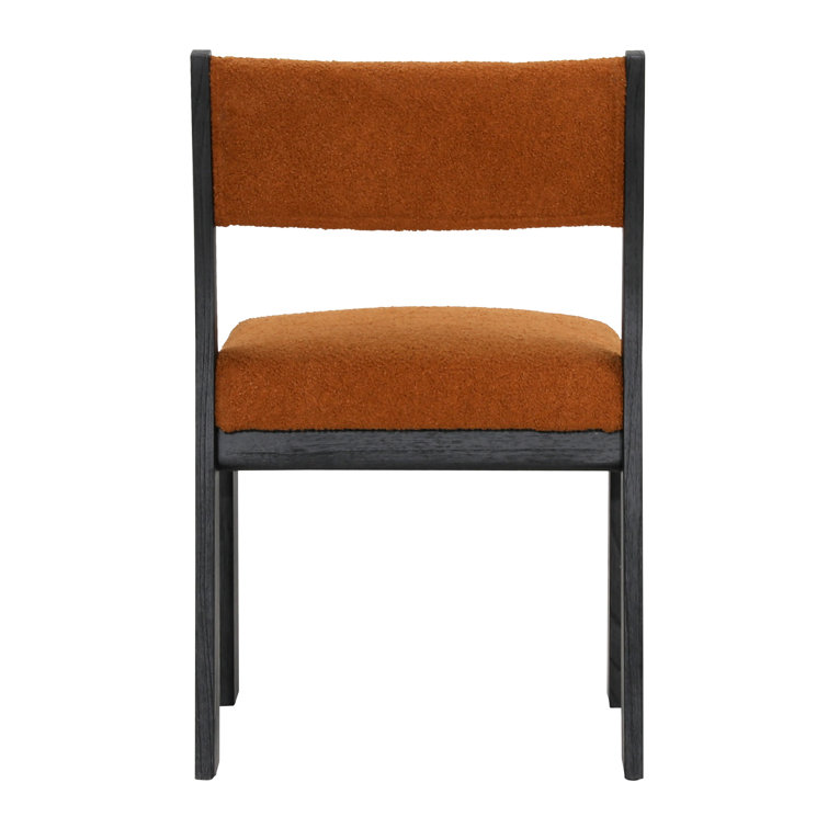 Kalona Rust Boucle Upholstered Dining Chair with Black Wood Frame