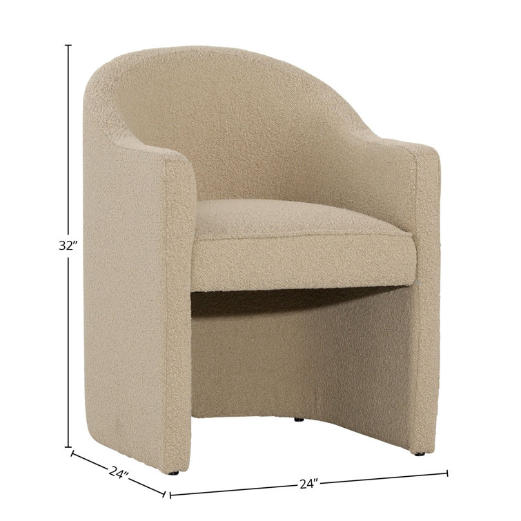 Thora Beige Boucle Upholstered Pine Dining Chair