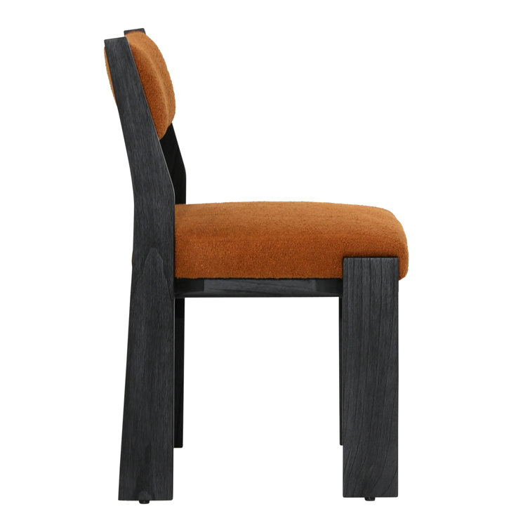 Kalona Rust Boucle Upholstered Dining Chair with Black Wood Frame