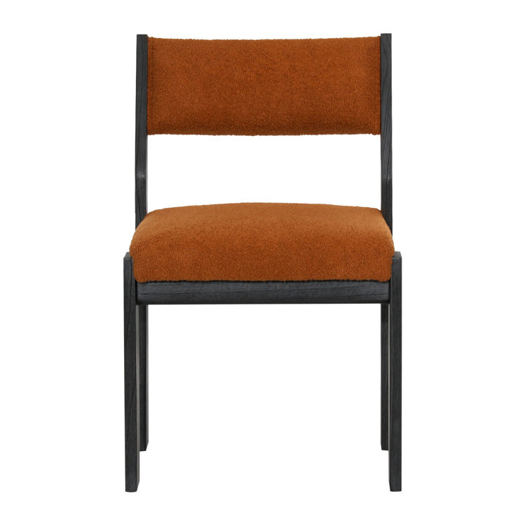 Kalona Rust Boucle Upholstered Dining Chair with Black Wood Frame