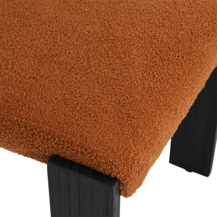 Kalona Rust Boucle Upholstered Dining Chair with Black Wood Frame