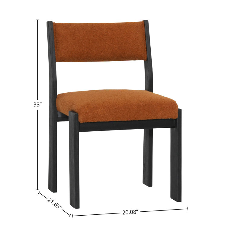 Kalona Rust Boucle Upholstered Dining Chair with Black Wood Frame