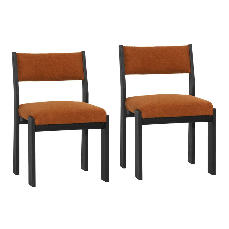 Kalona Rust Boucle Upholstered Dining Chair with Black Wood Frame