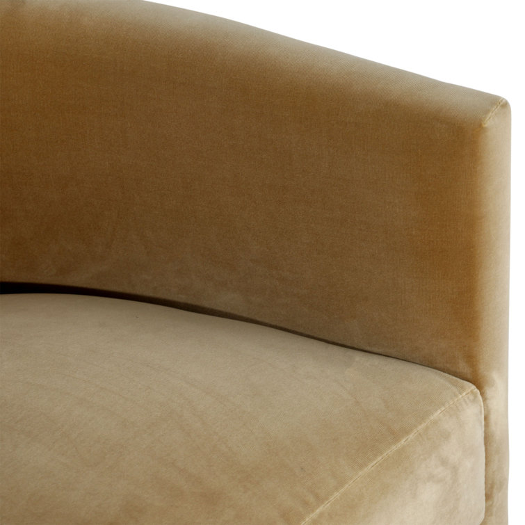 Camel Velvet Upholstered Low Back Arm Chair with Pine Wood Frame