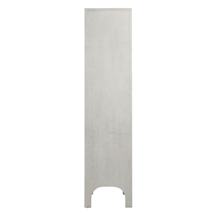 Maiya Light Gray Rubberwood Vertical Bookcase with Door