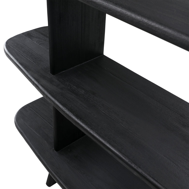 Black Hardwood 4-Tier Vertical Bookcase