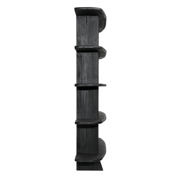 Black Hardwood 4-Tier Vertical Bookcase