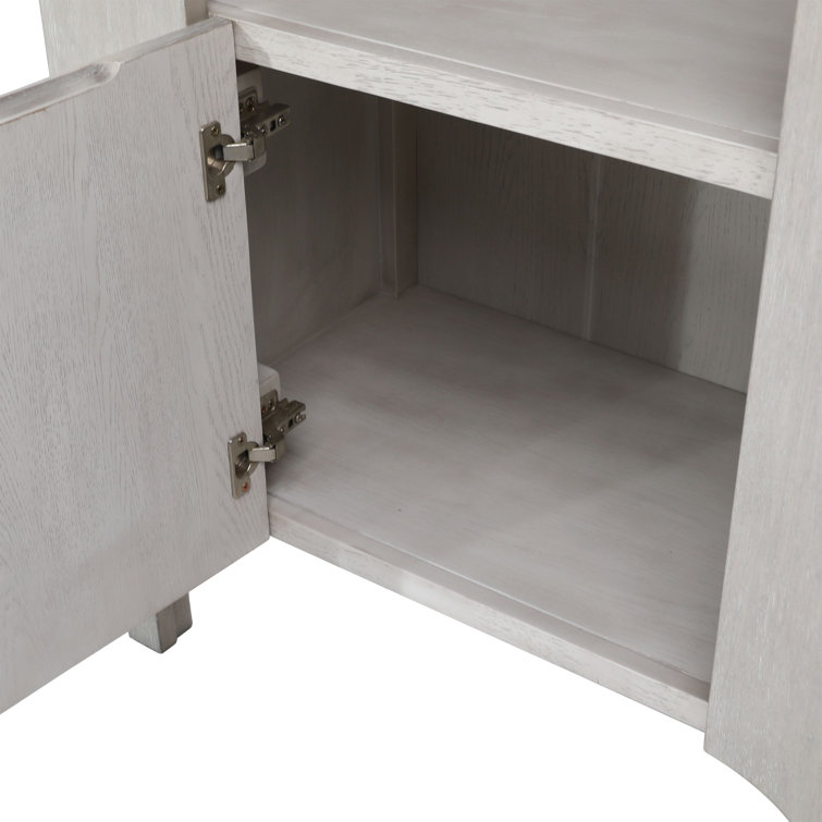 Maiya Light Gray Rubberwood Vertical Bookcase with Door