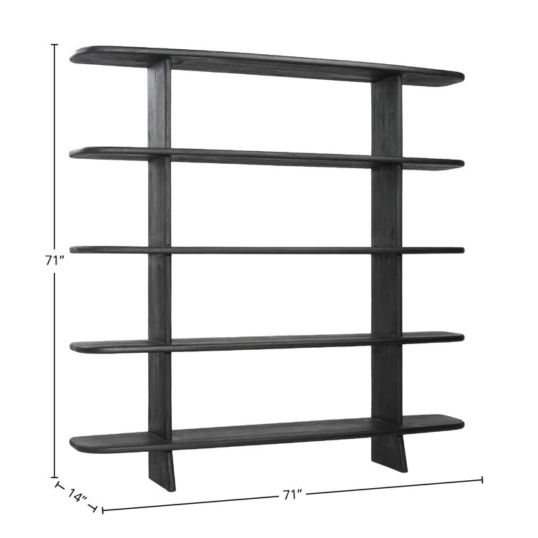 Black Hardwood 4-Tier Vertical Bookcase