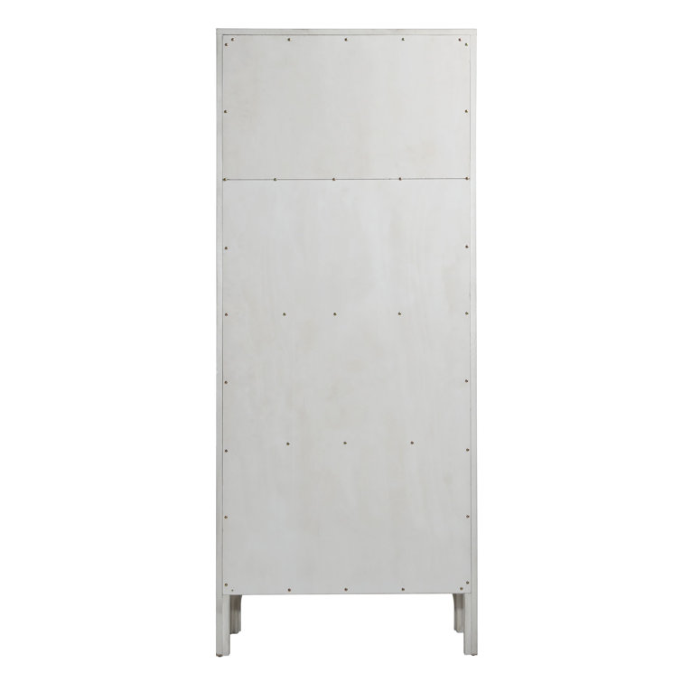 Maiya Light Gray Rubberwood Vertical Bookcase with Door