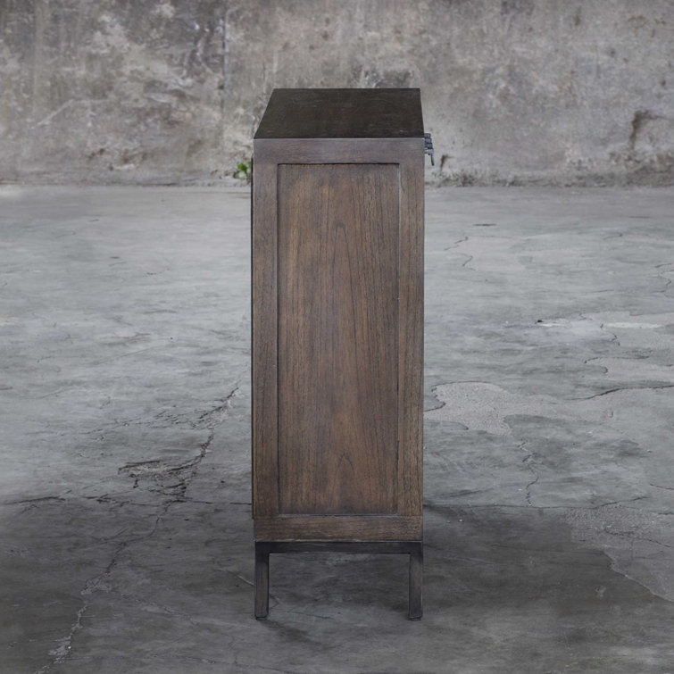 Light Walnut 2-Door Storage Cabinet with Adjustable Shelves