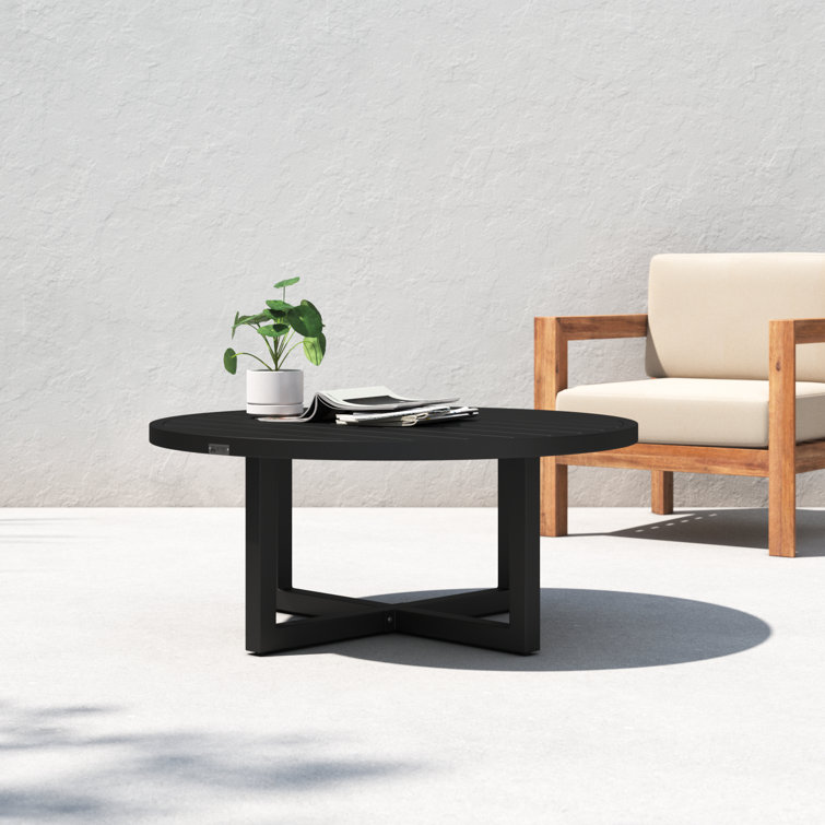 Argiope 42'' Black Aluminum Round Outdoor Coffee Table