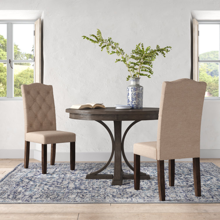 Newberry Rustic Gray Upholstered Parsons Side Chair with Salvaged Wood Legs