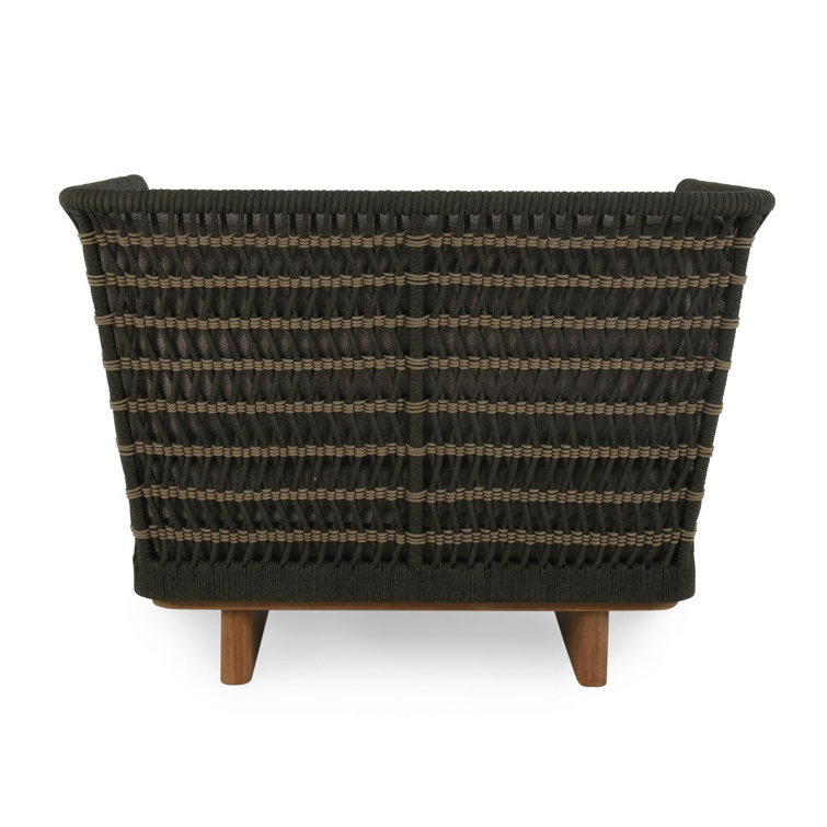 Ellie Teak Wood Black Rope Patio Chair with Cushions