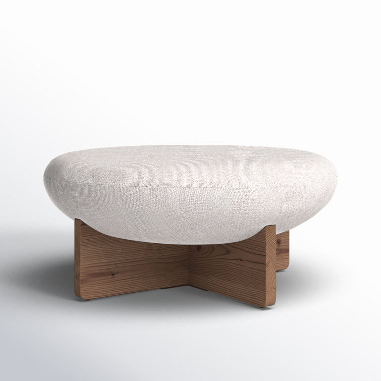 Contemporary White Hemispherical 39" Round Ottoman