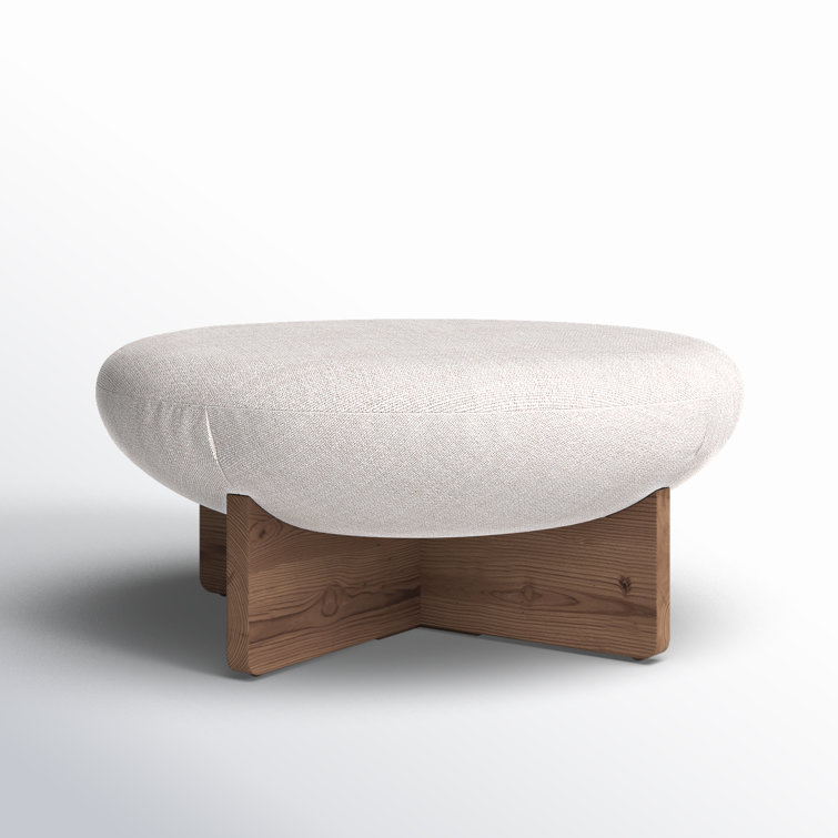 Contemporary White Hemispherical 39" Round Ottoman