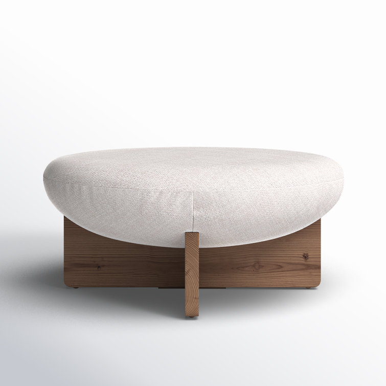Contemporary White Hemispherical 39" Round Ottoman