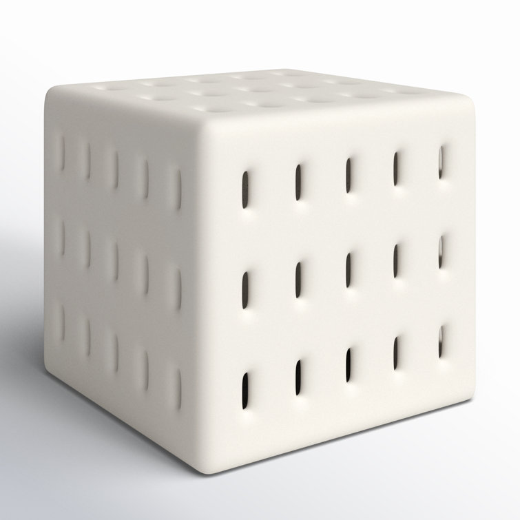 Campera 20'' White Concrete Square Outdoor Side Table