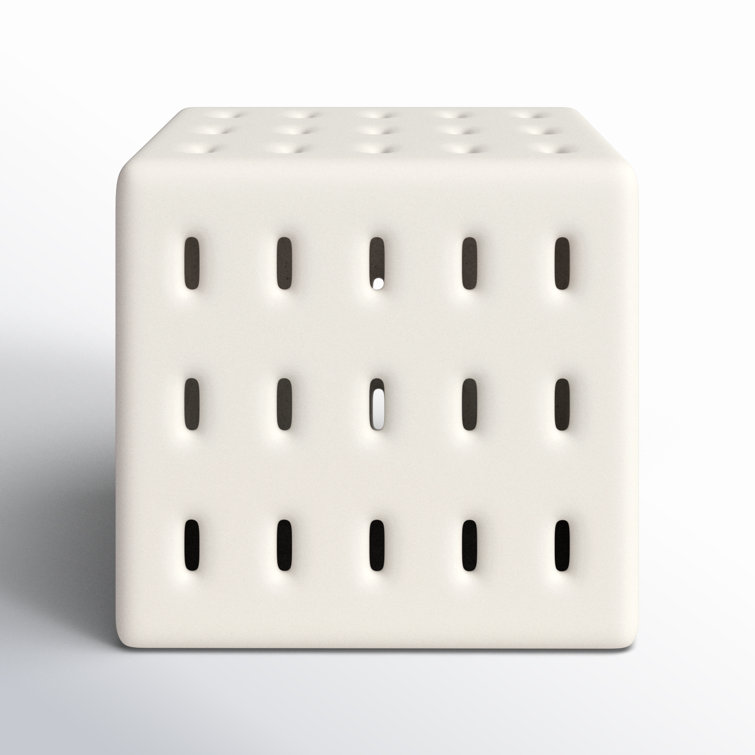 Campera 20'' White Concrete Square Outdoor Side Table