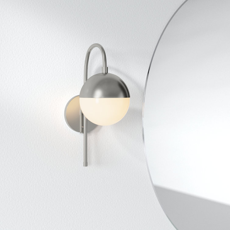 Nickel Frosted Glass Globe Dimmable Sconce