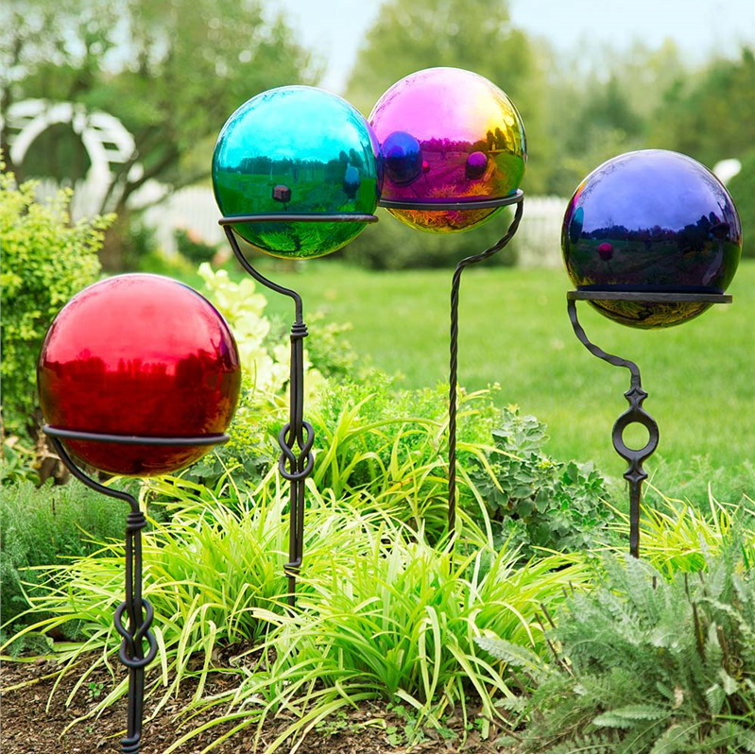 Teal 10-Inch Stainless Steel Weather-Resistant Gazing Ball