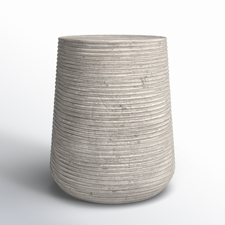 Gray Textured Concrete Round Outdoor Side Table