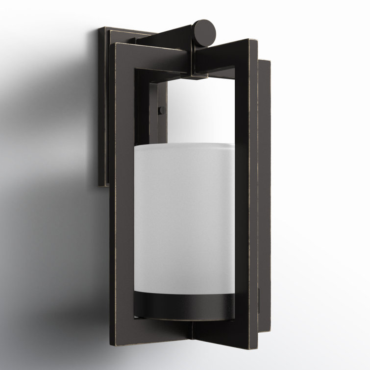 Bronze Dimmable Outdoor Lantern with Etched Glass Diffuser