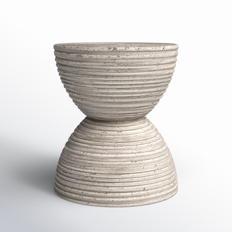 Gray Concrete Hourglass Outdoor Side Table