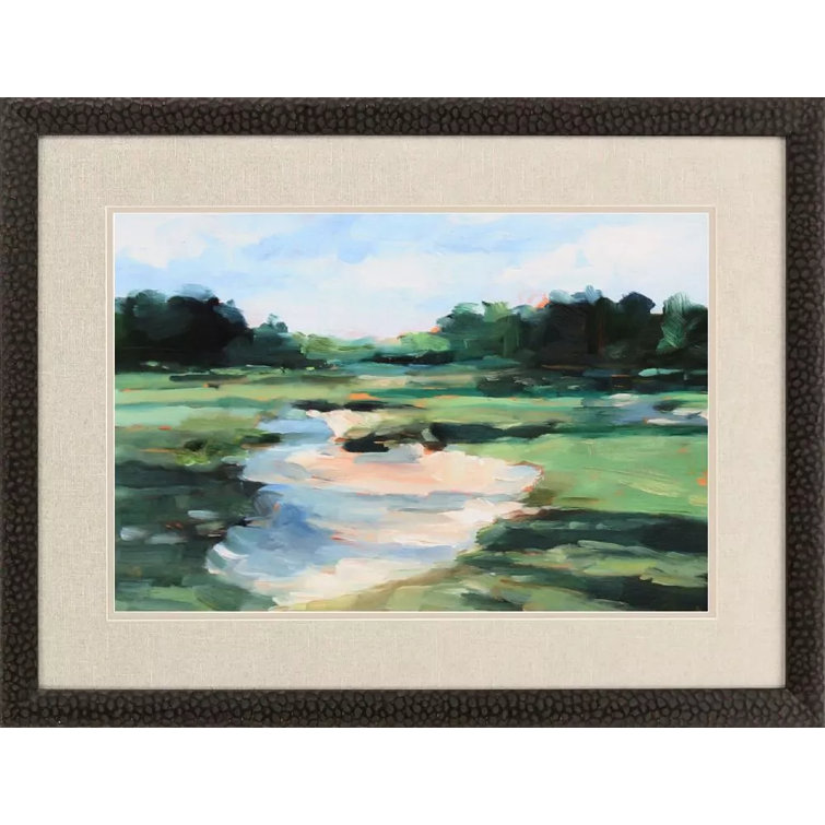 Verdant Green Golf Course Landscape Set with Black Wood Frame