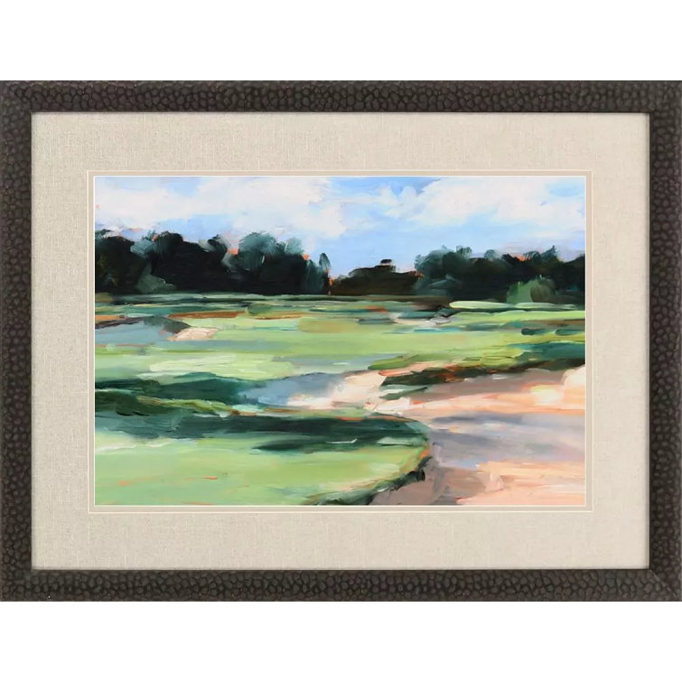 Verdant Green Golf Course Landscape Set with Black Wood Frame