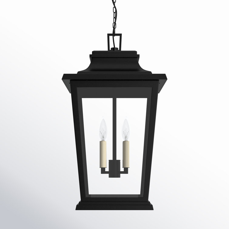 Warren Textured Black Clear Glass 4-Light Outdoor Pendant