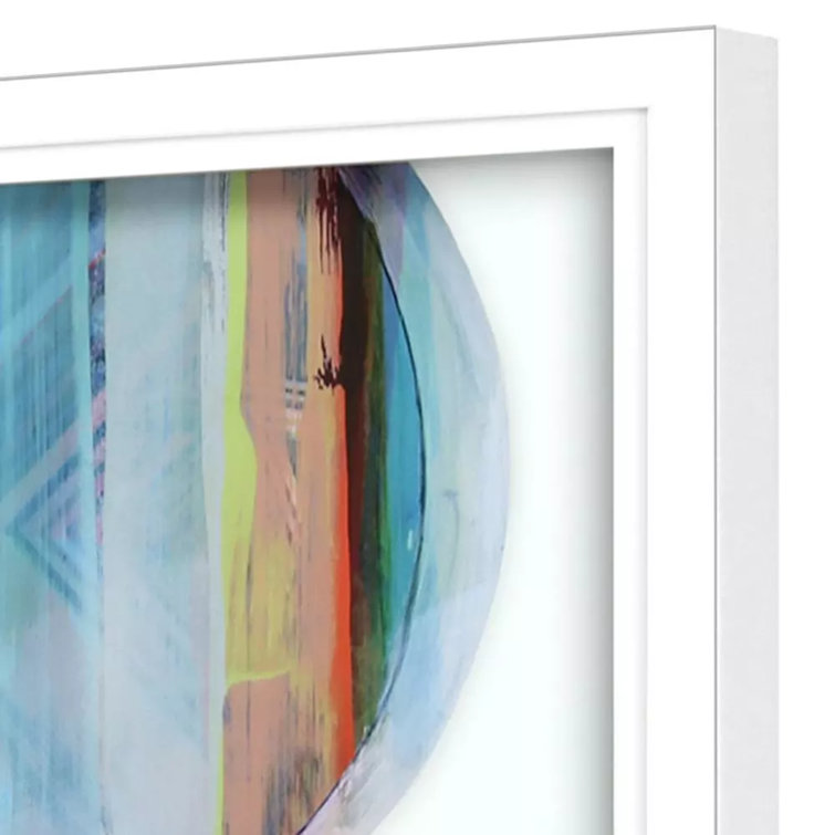 Colorful Mixed Media Abstract Art Set in White Frames