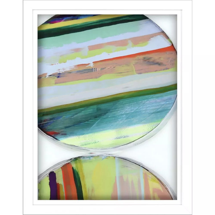 Colorful Mixed Media Abstract Art Set in White Frames