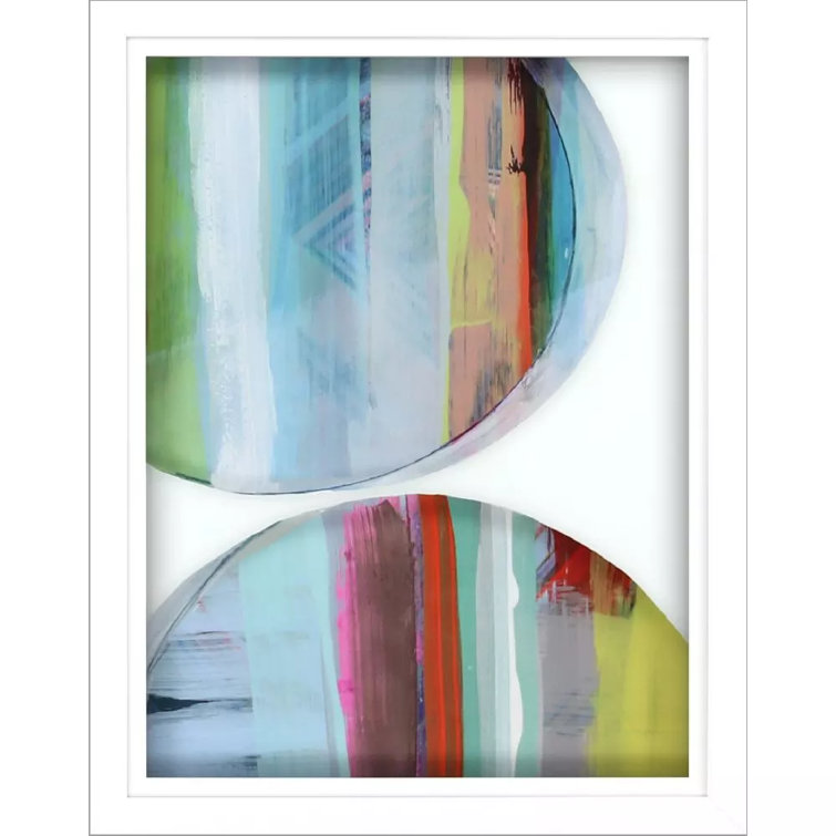Colorful Mixed Media Abstract Art Set in White Frames