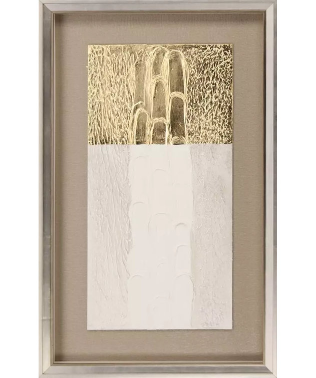 Blanco Pluma II Gold Leaf Mixed Media Wall Art Set