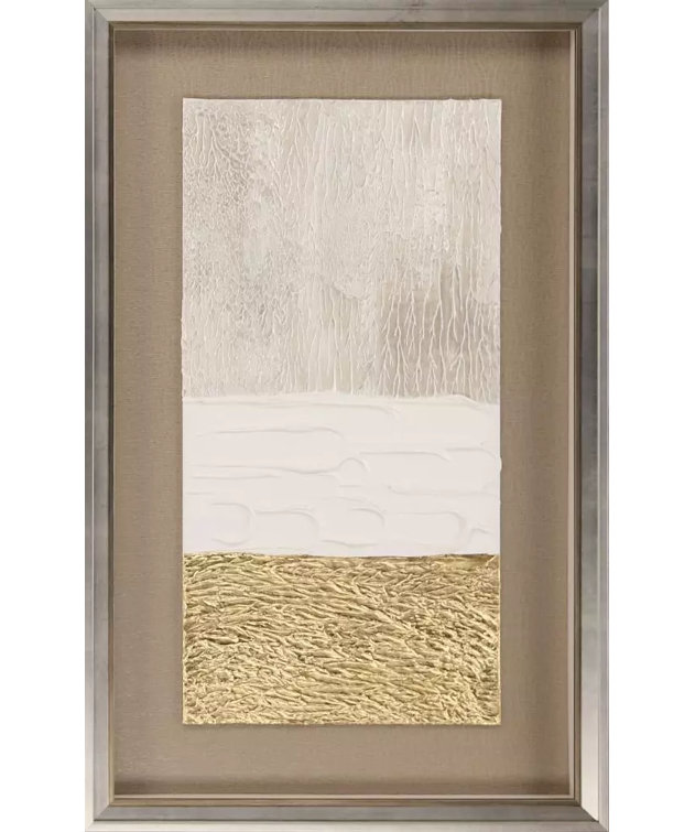 Blanco Pluma II Gold Leaf Mixed Media Wall Art Set