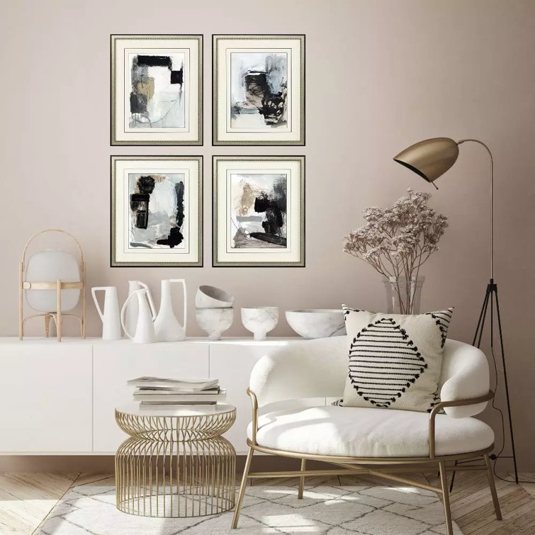 Malanta Knowles Abstract Print Set in Distressed Silver Leaf Frame