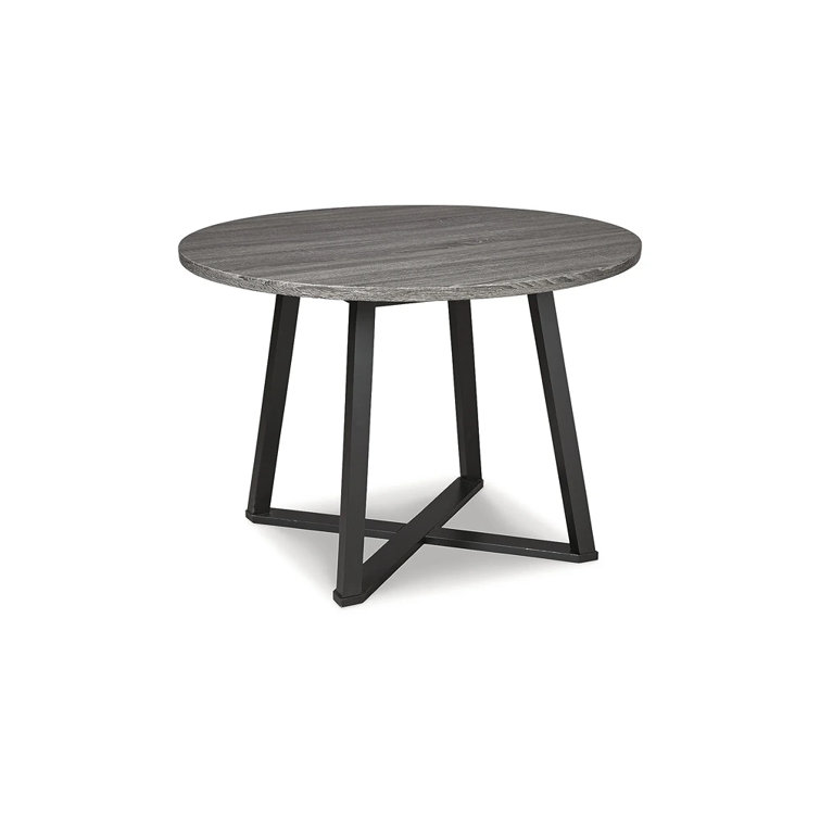 Centiar 42" Contemporary Industrial Black/Gray Round Dining Table